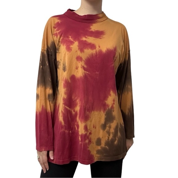 Free People T-Shirt Long Sleeve Tie Dye Fall Cotton Boho Hippie Size Medium - Picture 7 of 7